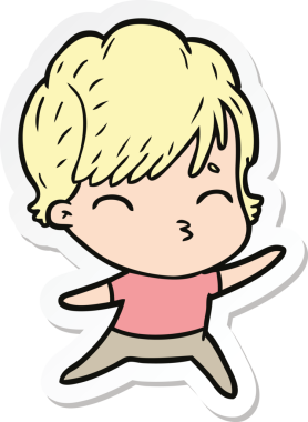 Bir insan tarafından çizilmiş bir karikatür kadının çıkartması.