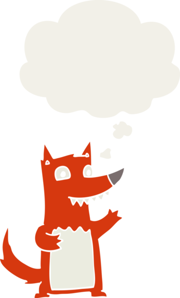 Düşünce baloncuğu olan bir insan tarafından çizilmiş çizgi film kurdu.