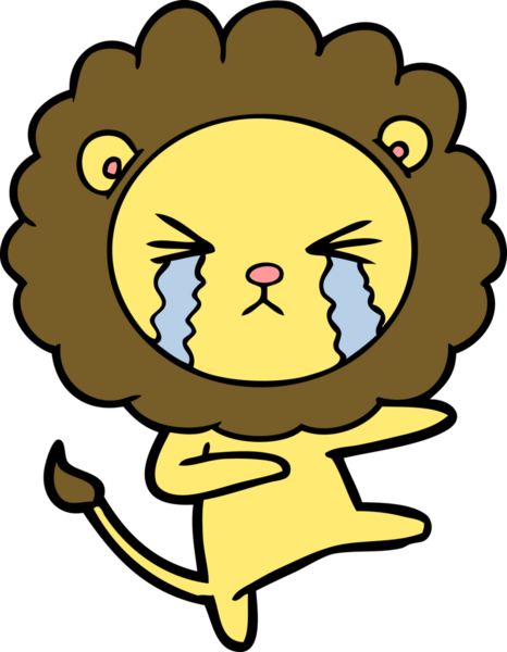 Bir insan tarafından çizilmiş ağlayan bir aslan.