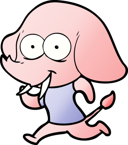 Bir insan tarafından çizilmiş mutlu bir fil.