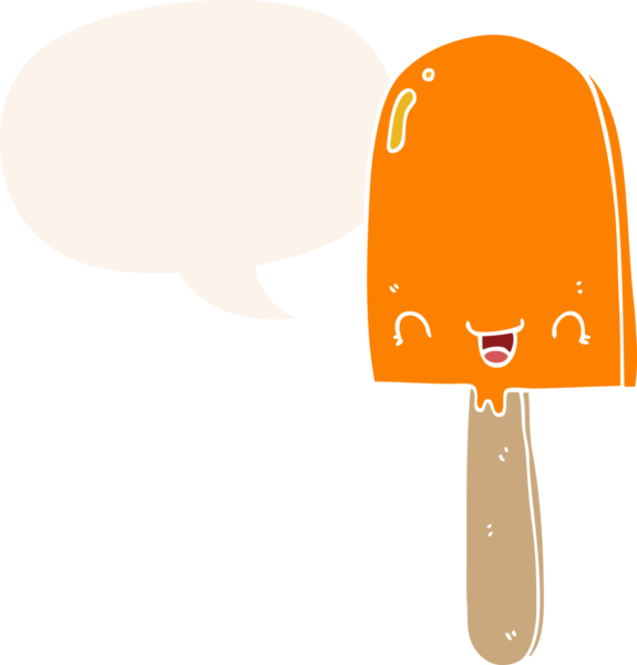 bir insan tarafından çizilmiş eski usul konuşma baloncuklu buz lolipopu.