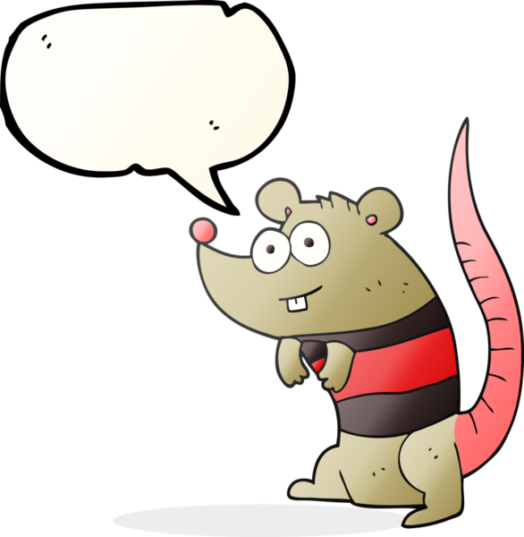 Bir insan tarafından çizilmiş serbest konuşma balonu çizgi film faresi.