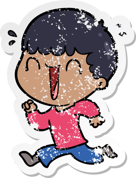 Bir insan tarafından çizilmiş gülen bir karikatürcünün sıkıntılı çıkartması.