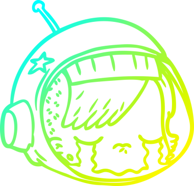 Bir insan tarafından çizilmiş ağlayan bir astronot suratının soğuk çizgi çizimi