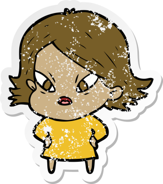 Bir insan tarafından çizilmiş stresli bir karikatür çıkartması.