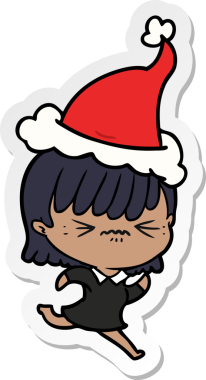 Bir insan tarafından çizilmiş Noel Baba şapkası giyen bir kızın çizilmiş el yazısı.