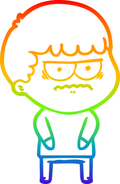 Gökkuşağı gradyan çizgi çizimi Bir insan tarafından çizilmiş rahatsız bir adam