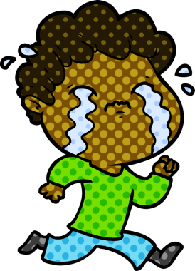 Bir insan tarafından çizilmiş ağlayan çizgi film adamı.