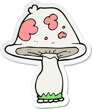 Bir insan tarafından çizilmiş karikatür mantarı çıkartması.