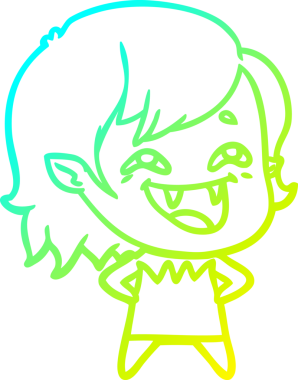 Bir insan tarafından çizilmiş gülen vampir kız çizgi filmi.