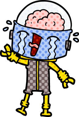 Bir insan tarafından çizilmiş ağlayan robot çizimi.