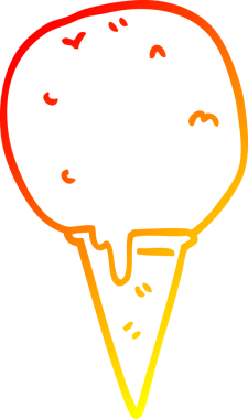 Bir insan tarafından çizilmiş bir dondurma külahının sıcak çizgi çizimi