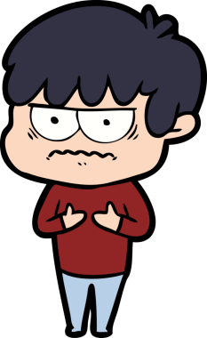 Bir insan tarafından çizilmiş sinirli çizgi film çocuğu.