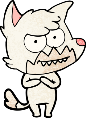 Bir insan tarafından çizilmiş sırıtan tilki çizgi filmi.