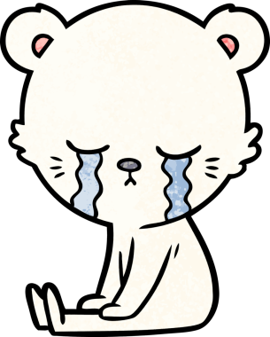 Bir insan tarafından çizilmiş üzgün küçük kutup ayısı çizgi filmi.