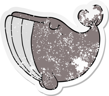 Bir insan tarafından çizilmiş karikatür balinasının sıkıntılı çıkartması.