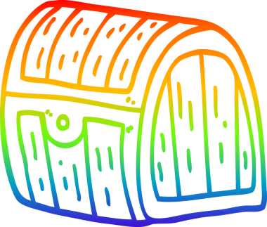 Gökkuşağı gradyanı çizimi bir insan tarafından çizilmiş bir hazine sandığı