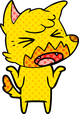 Bir insan tarafından çizilmiş tilki çizgi film karakteri