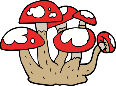 Bir insan tarafından çizilmiş mantarlar.