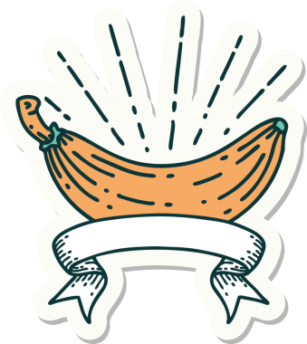 Bir insan tarafından çizilmiş bir muz dövmesi çıkartması.