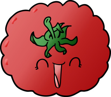 Bir insan tarafından çizilmiş mutlu domates.