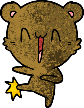 Bir insan tarafından çizilmiş mutlu ayı tekme karikatürü