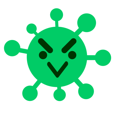 Bir insan tarafından çizilen kızgın kuş virüsü.