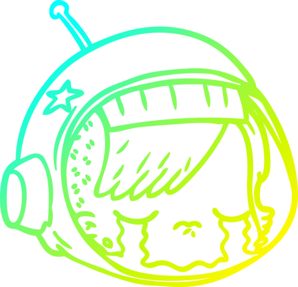 Bir insan tarafından çizilmiş ağlayan bir astronot suratının soğuk çizgi çizimi