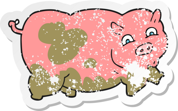 Bir insan tarafından çizilmiş bir domuzun gerilmiş çıkartması.