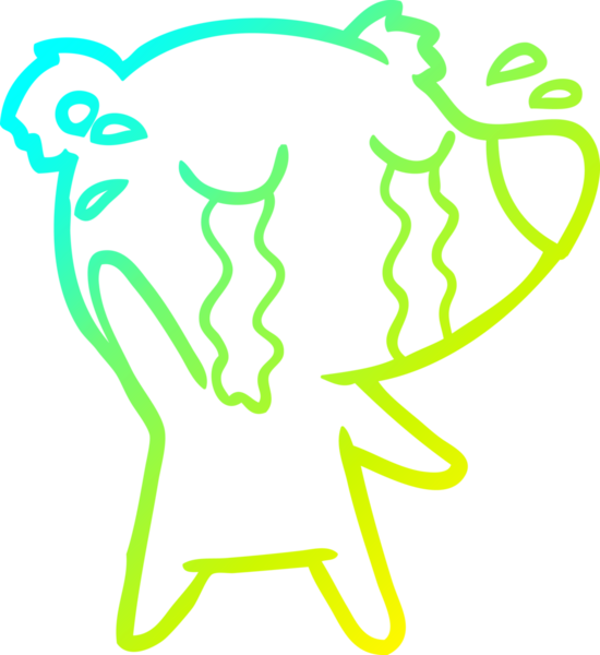 Bir insan tarafından çizilmiş ağlayan bir ayının soğuk çizgi çizimi.