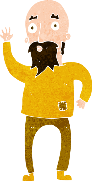 Çizgi film sakallı adam bir insan tarafından çizilmiş.