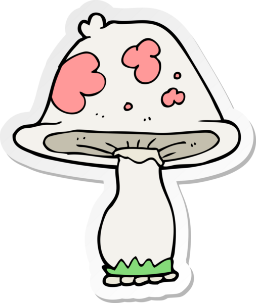 Bir insan tarafından çizilmiş karikatür mantarı çıkartması.