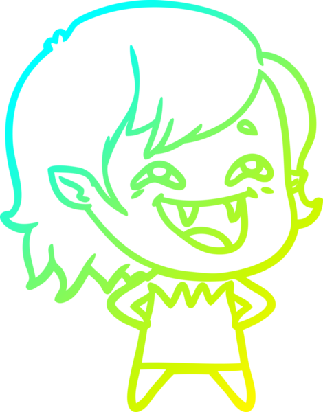 Bir insan tarafından çizilmiş gülen vampir kız çizgi filmi.