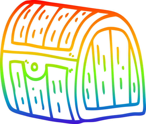 Gökkuşağı gradyanı çizimi bir insan tarafından çizilmiş bir hazine sandığı