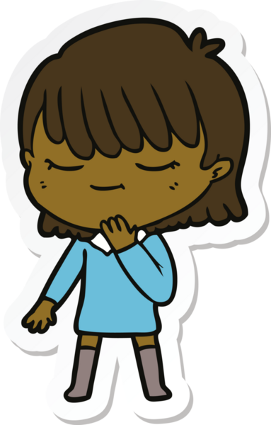 Bir insan tarafından çizilmiş bir karikatür kadının çıkartması.