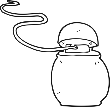 Bir insan tarafından çizilmiş siyah beyaz diş ipi.