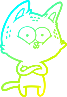 Bir insan tarafından çizilen çizgi film kedisinin soğuk gradyan çizgisi.