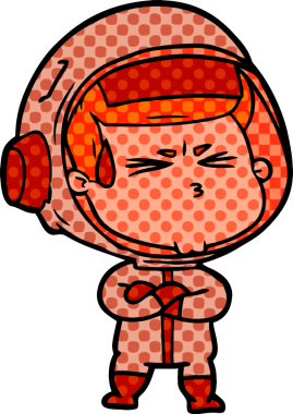 Çizgi film bir insan tarafından çizilmiş astronot.