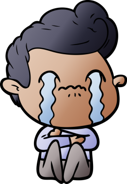 Bir insan tarafından çizilmiş ağlayan çizgi film adamı.