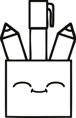 Bir insan tarafından çizilmiş kalem kabının çizgi çizimi