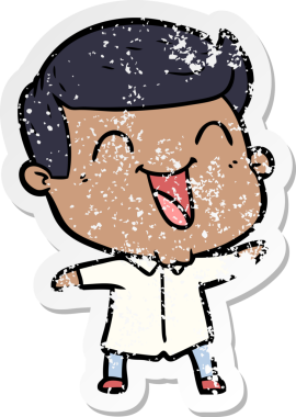 Bir insan tarafından çizilmiş gülen karikatür adamın sıkıntılı çıkartması.