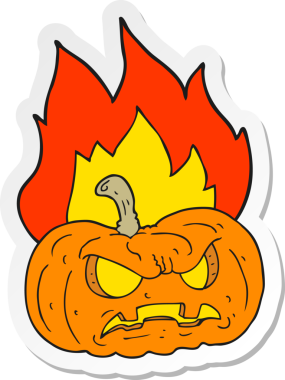 Bir insan tarafından çizilmiş cadılar bayramı balkabağı karikatürü çıkartması.