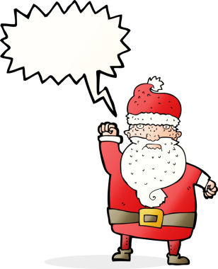Bir insan tarafından çizilmiş karikatür kızgın Noel Baba.