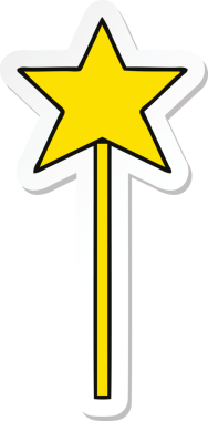 Bir insan tarafından çizilmiş şirin bir çizgi film yıldızının çıkartması.