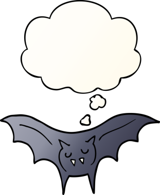Düşünce baloncuğu olan çizgi vampir yarasa bir insan tarafından çizilmiş.