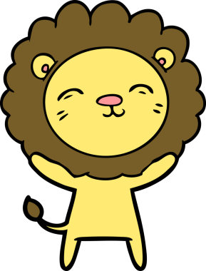 Bir insan tarafından çizilmiş çizgi film aslanı.