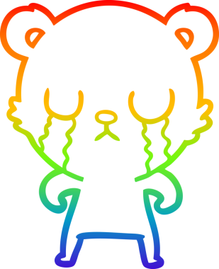 Bir insan tarafından çizilmiş ağlayan çizgi film ayısının çizimi.