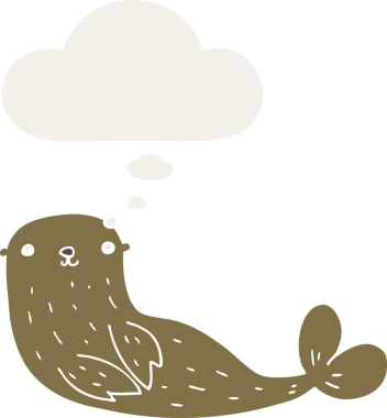 Düşünce baloncuğu olan karikatür mührü insan tarafından çizilmiş.