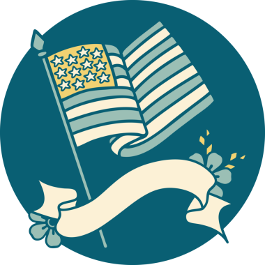 Amerikan bayrağı bir insan tarafından çizilmiş dövme tarzı simgesi