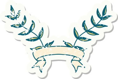 Bir insan tarafından çizilmiş yapraklı eski bir etiket.